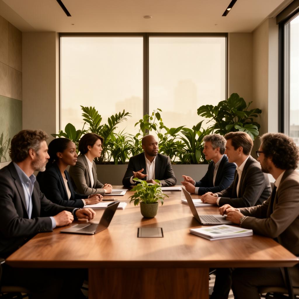 Equipe de consultores em reunião estratégica